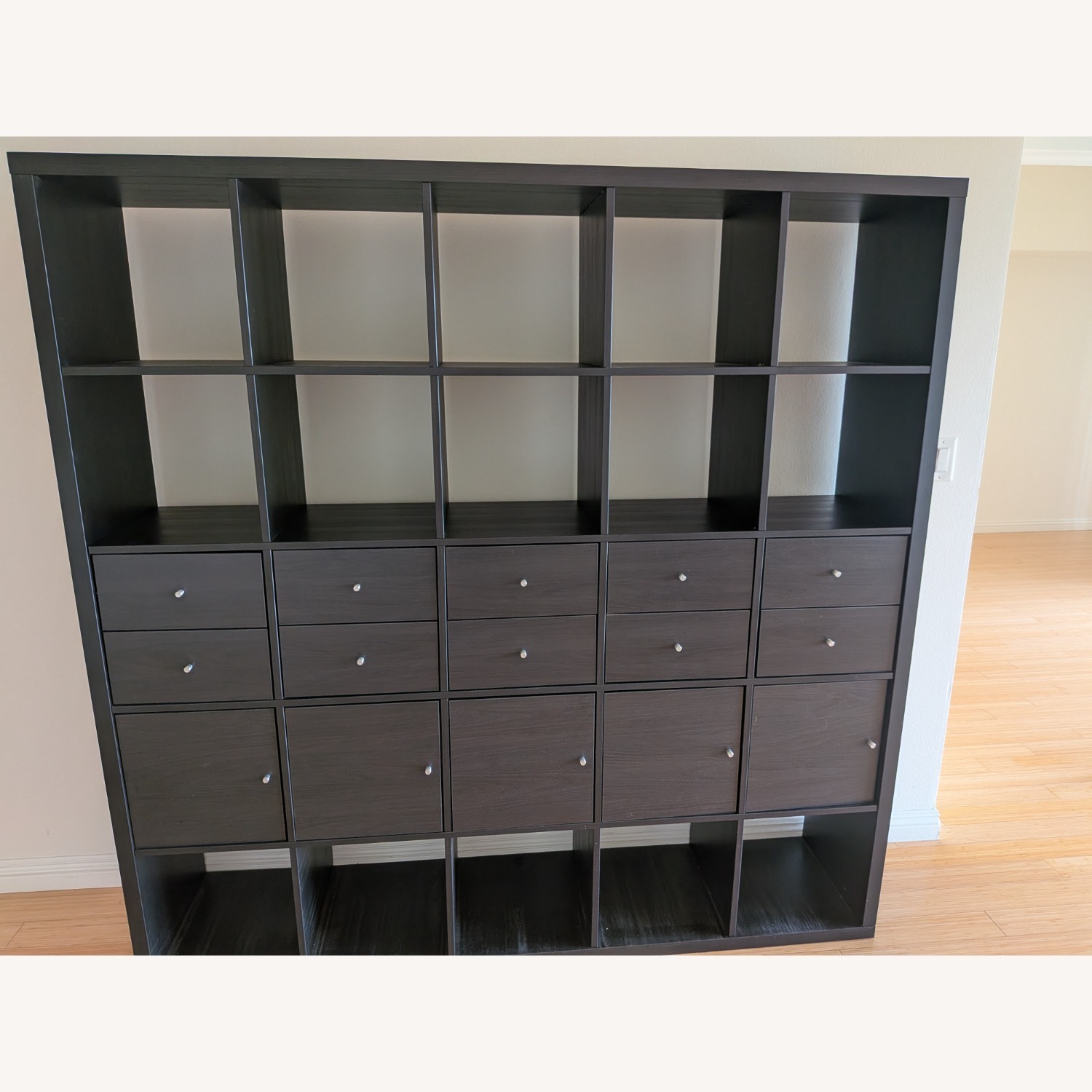 IKEA Kallax Dark Brown Wood Wall Unit - image-2