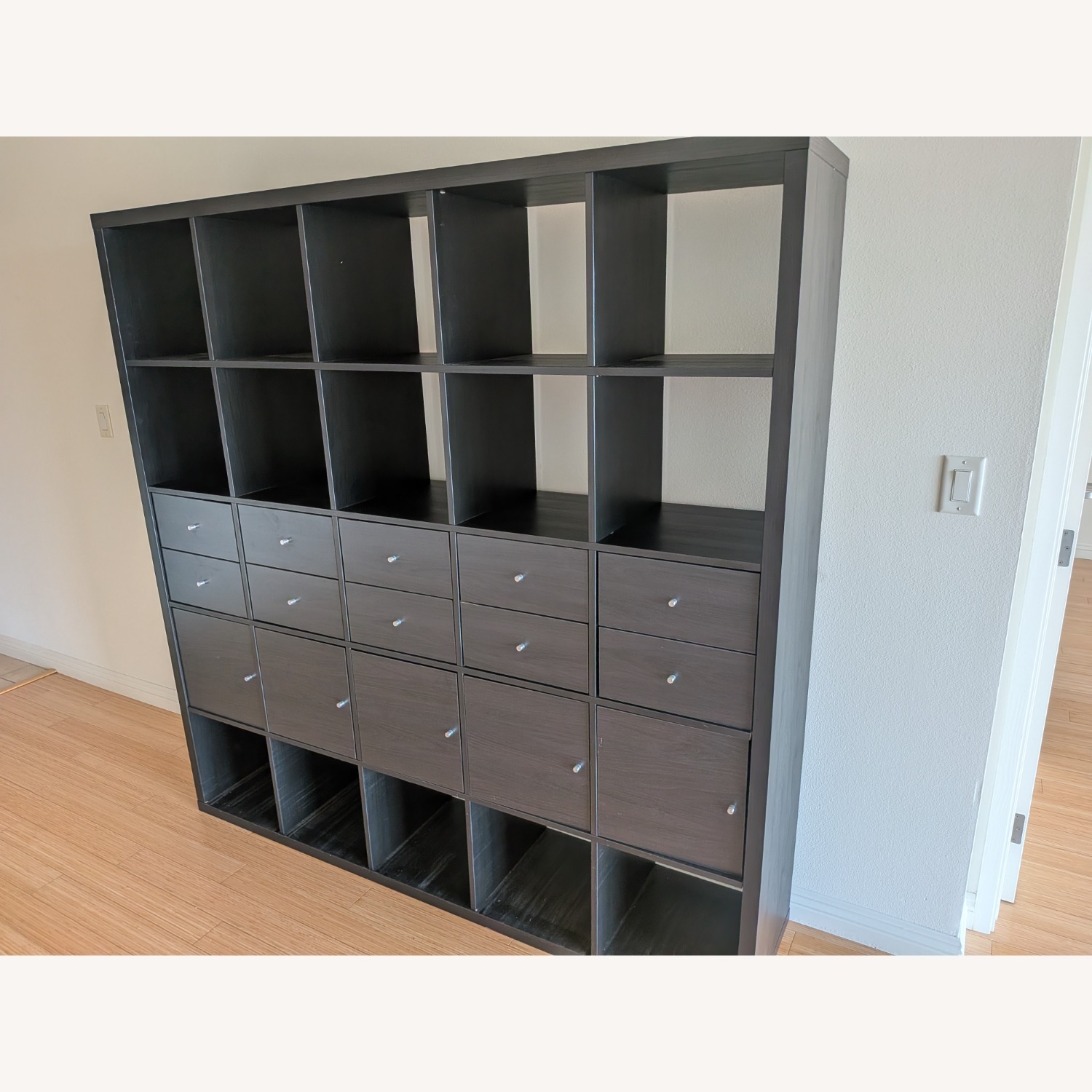 IKEA Kallax Dark Brown Wood Wall Unit - image-3