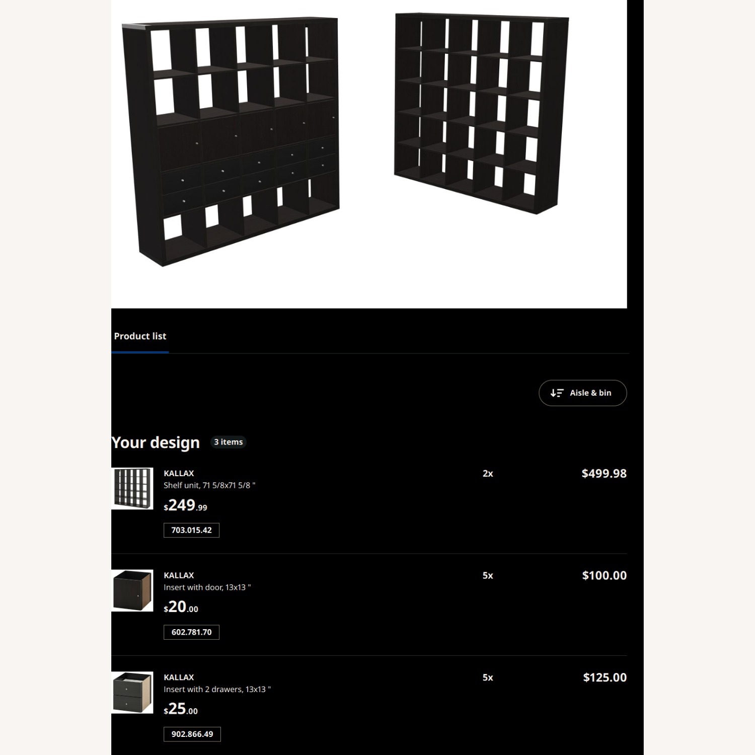 IKEA Kallax Dark Brown Wood Wall Unit - image-10