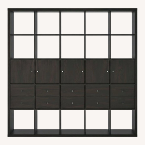 Used IKEA Kallax Dark Brown Wood Wall Unit for sale on AptDeco