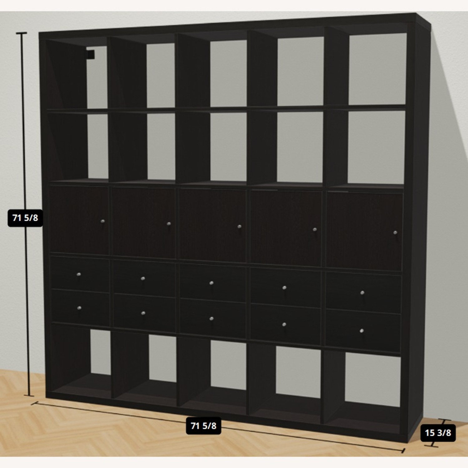 IKEA Kallax Dark Brown Wood Wall Unit - image-9
