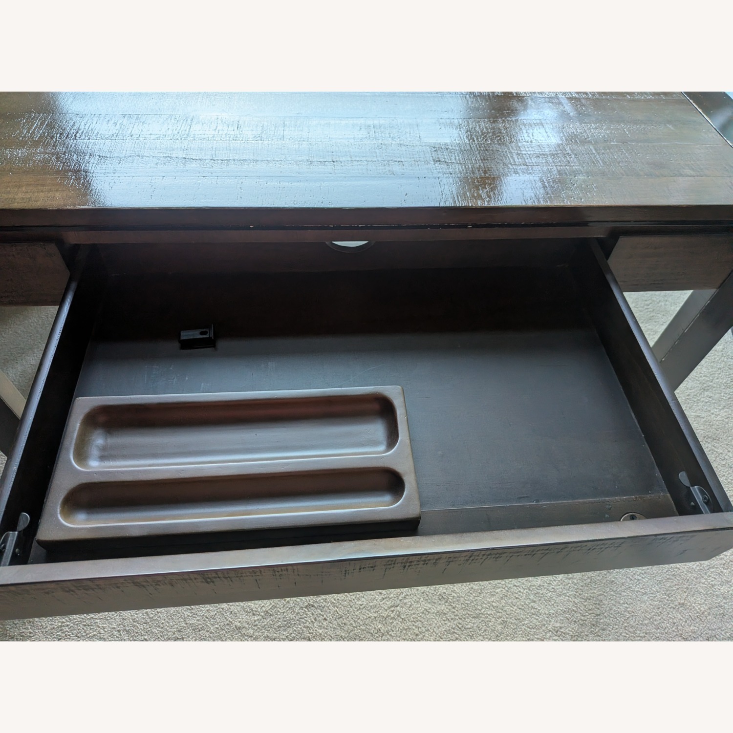 Crate & Barrel Dark Brown Wood Desk - image-4