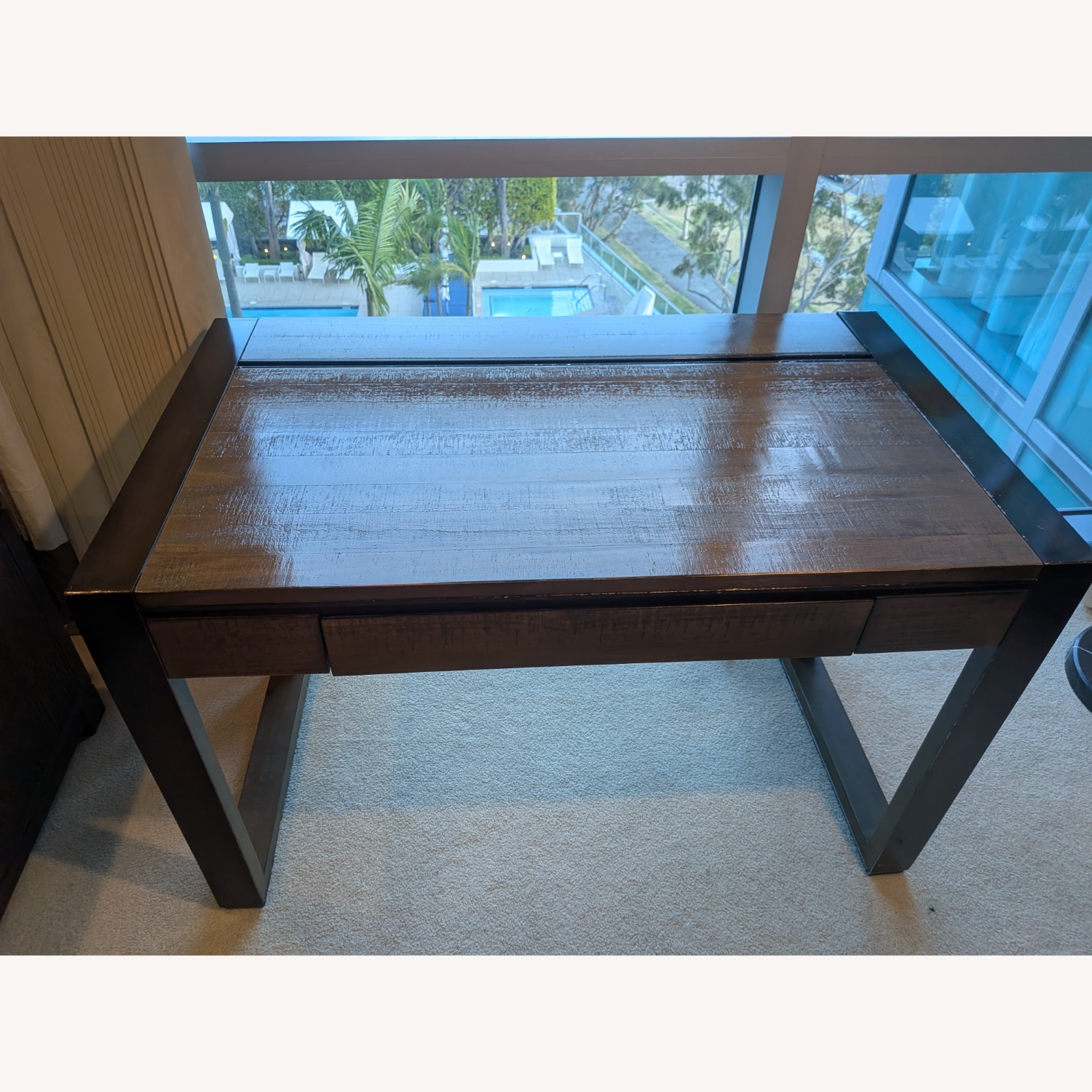 Crate & Barrel Dark Brown Wood Desk - image-1
