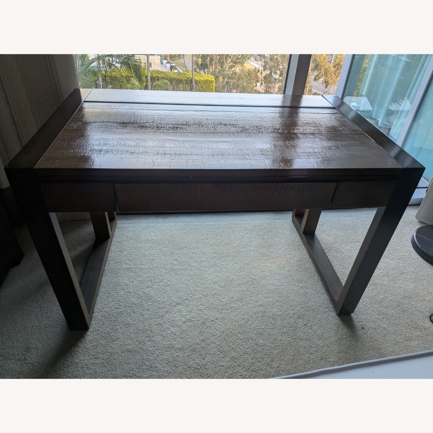 Crate & Barrel Dark Brown Wood Desk - image-5