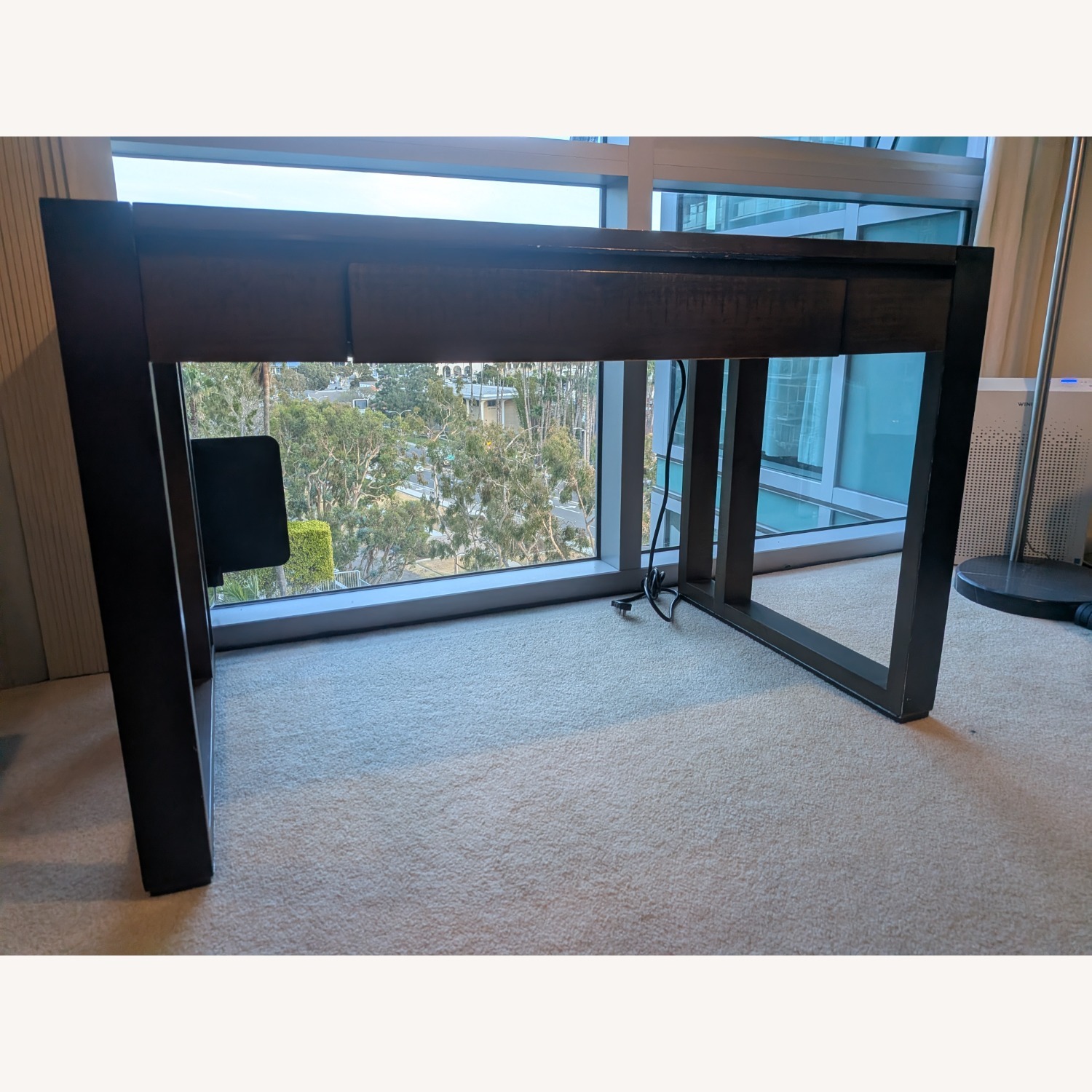 Crate & Barrel Dark Brown Wood Desk - image-6