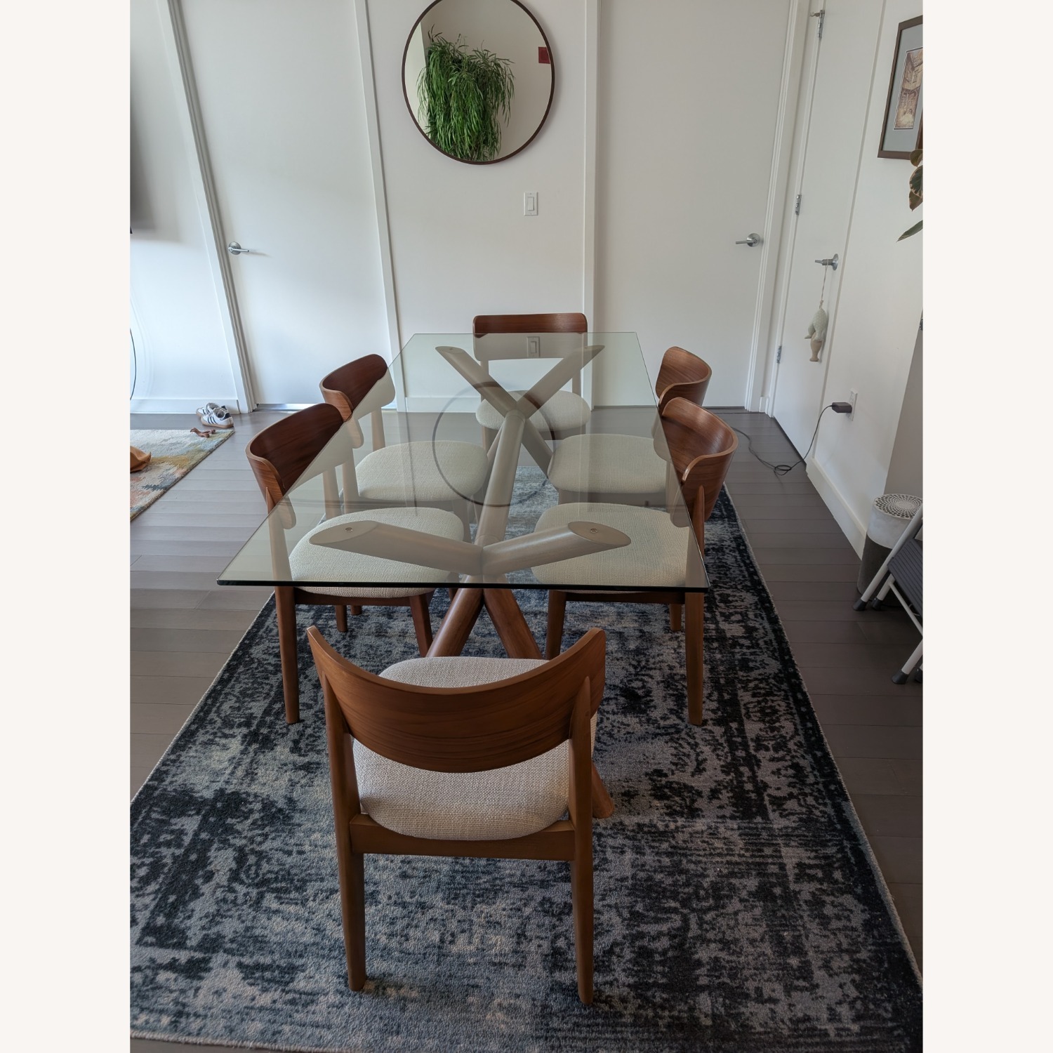 West Elm Jensen Walnut Glass Dining Table - image-2