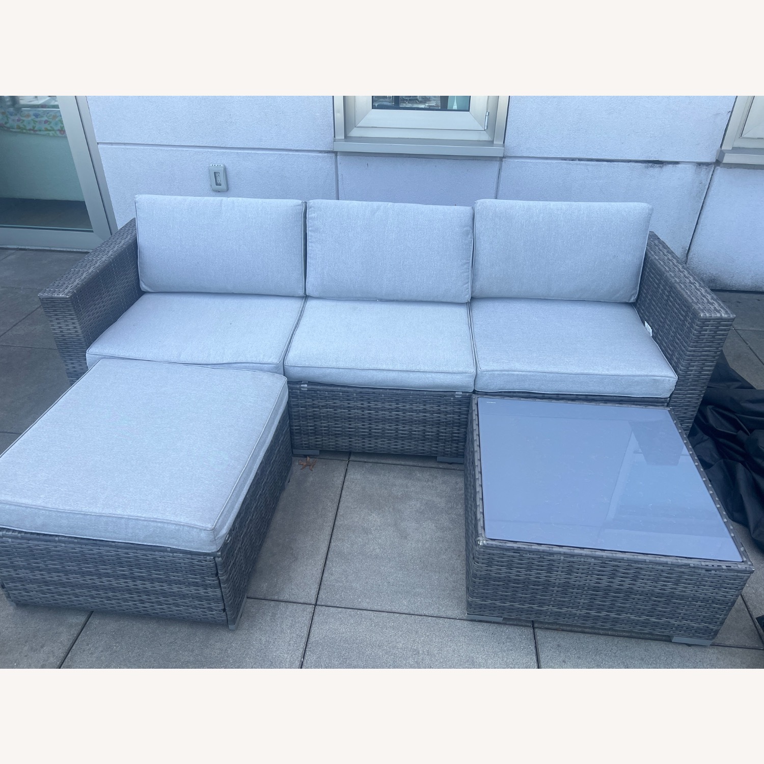 Blue Fabric 3+ Piece Sectional - image-1