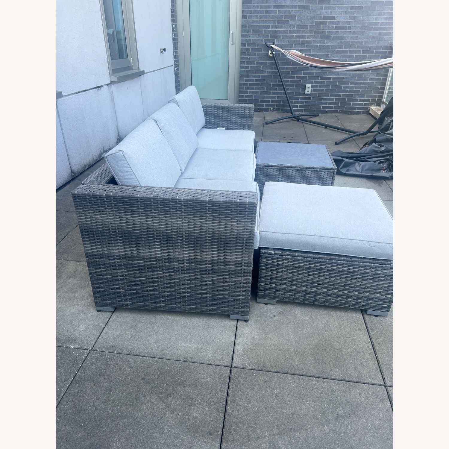 Blue Fabric 3+ Piece Sectional - image-2