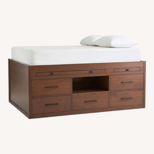 Used West Elm Dark Brown Wood Twin Bed for sale on AptDeco