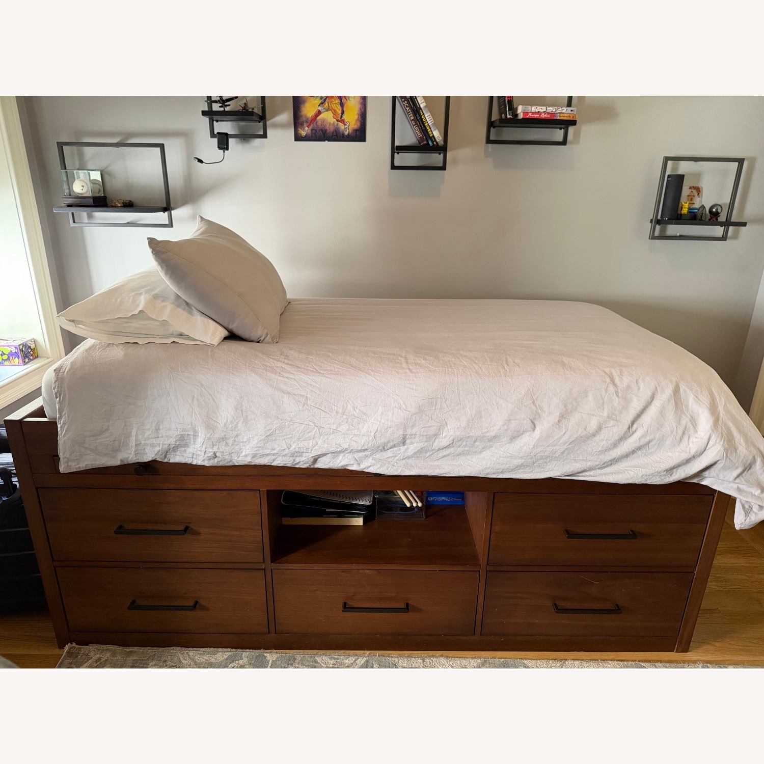 West Elm Dark Brown Wood Twin Bed - image-1