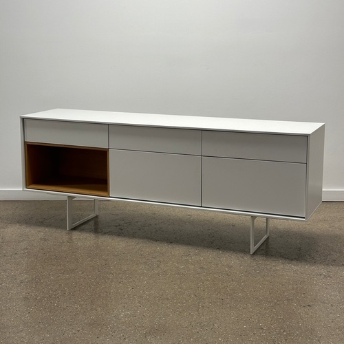Used Treku White Wood Veneer Sideboard for sale on AptDeco