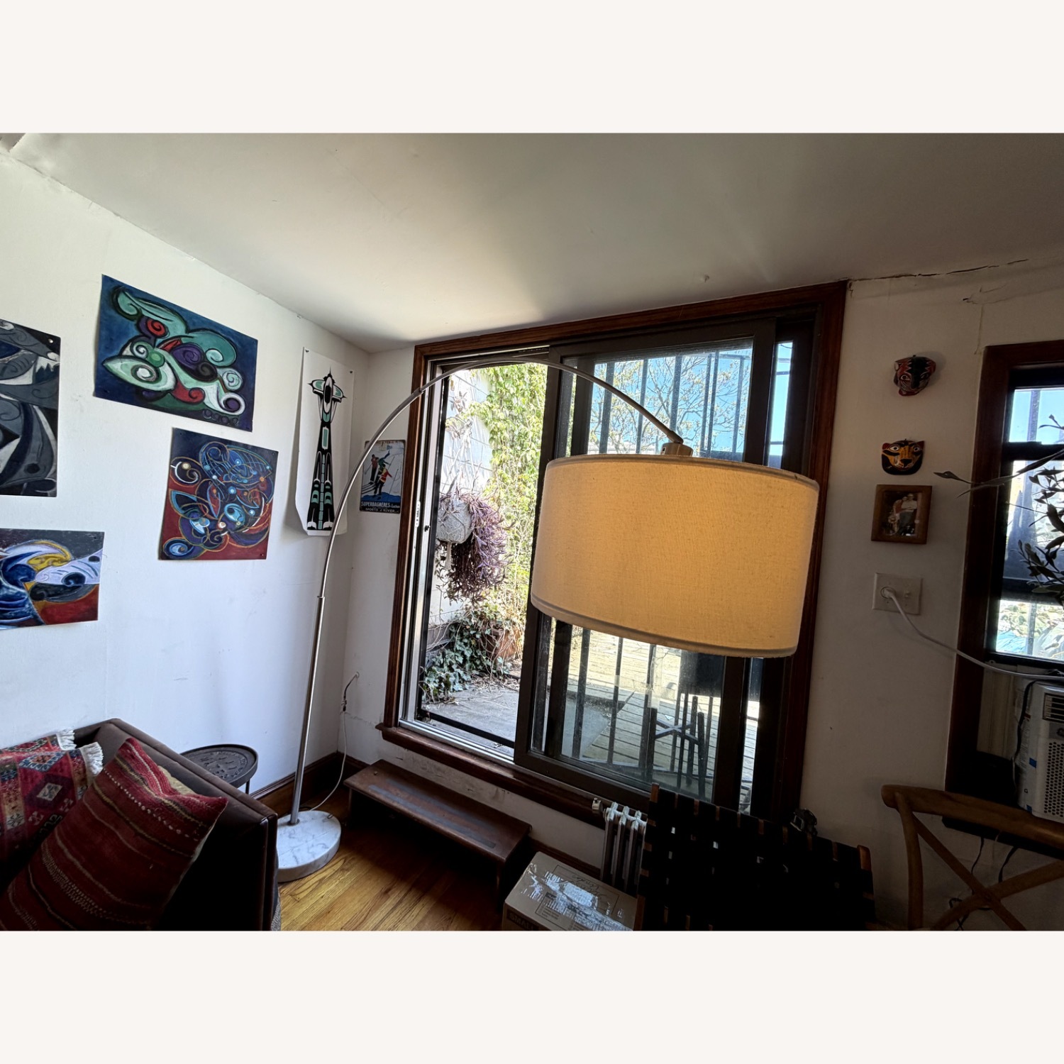  Modern Marble Base Arc Floor Lamp Dimmable - image-1