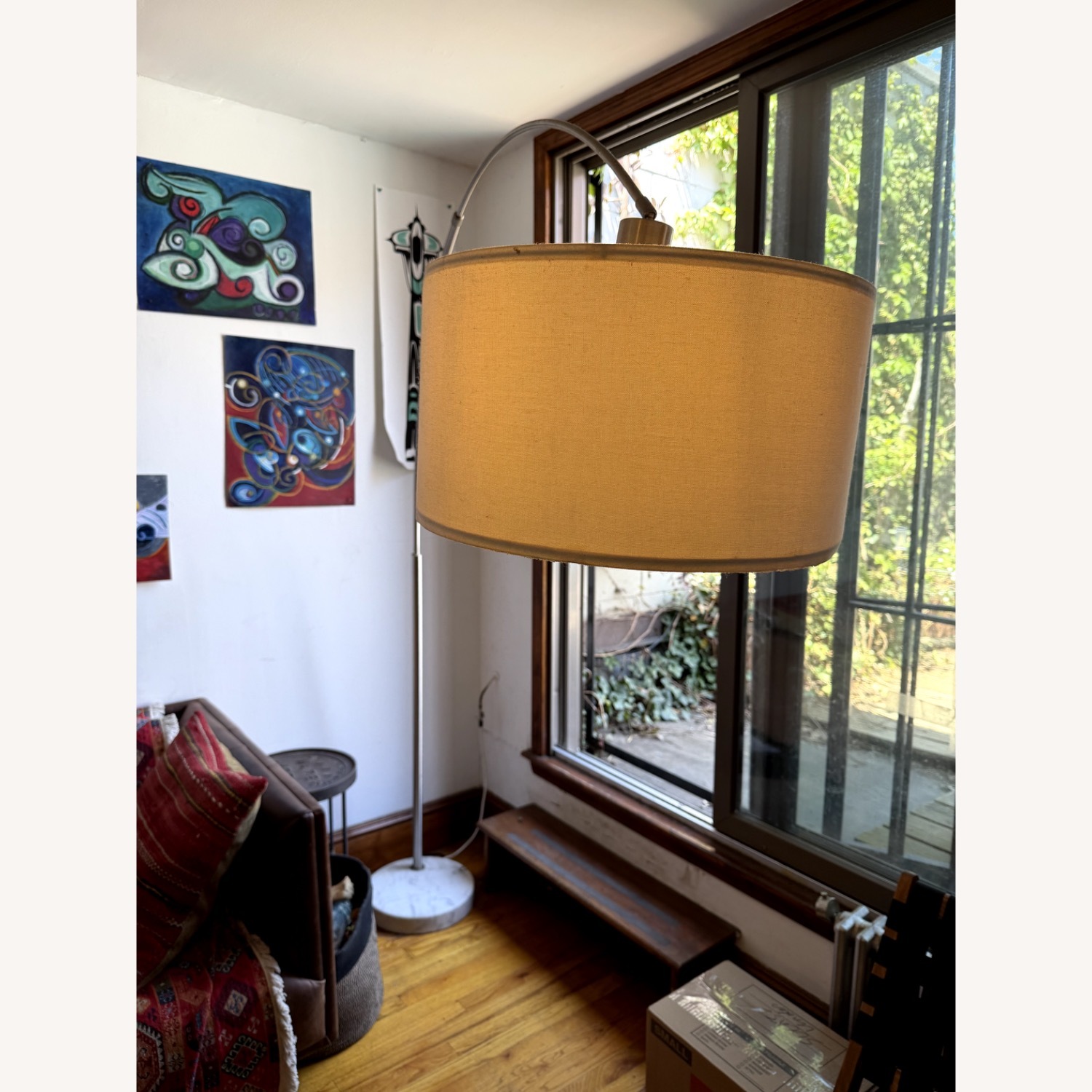  Modern Marble Base Arc Floor Lamp Dimmable - image-2