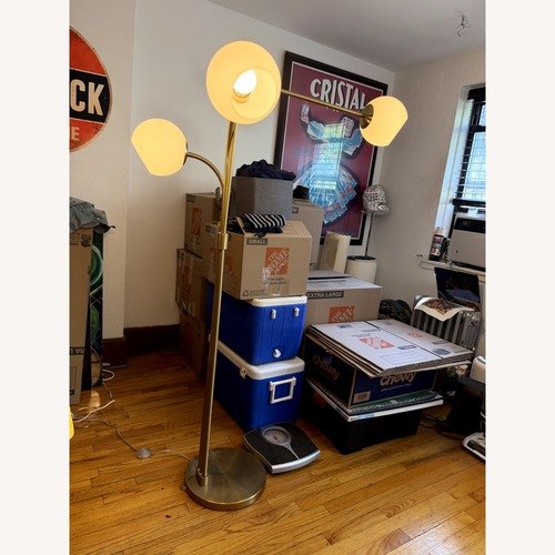 Used West Elm Brass 3 Globe Floor Lamp Dimmable for sale on AptDeco