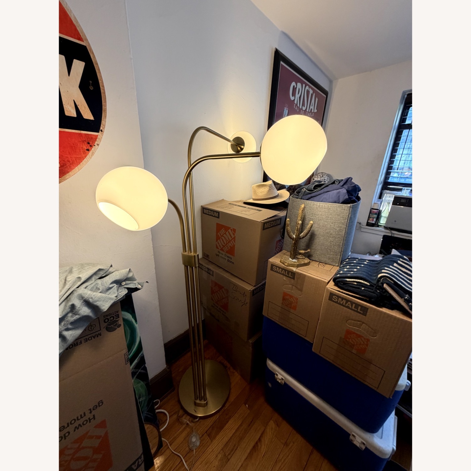 West Elm Brass 3 Globe Floor Lamp Dimmable - image-2