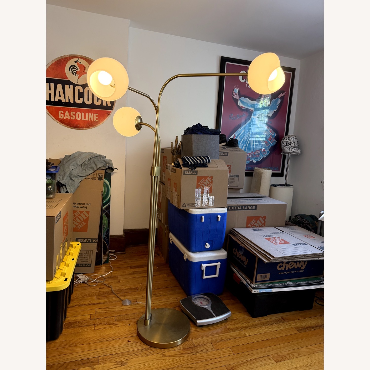 West Elm Brass 3 Globe Floor Lamp Dimmable - image-3
