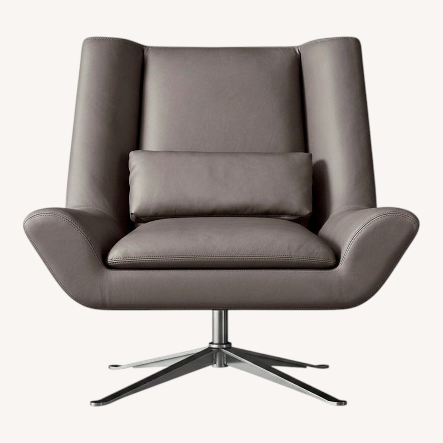 Restoration Hardware Luke Leather Swivel Chair With Ottoman - image-4