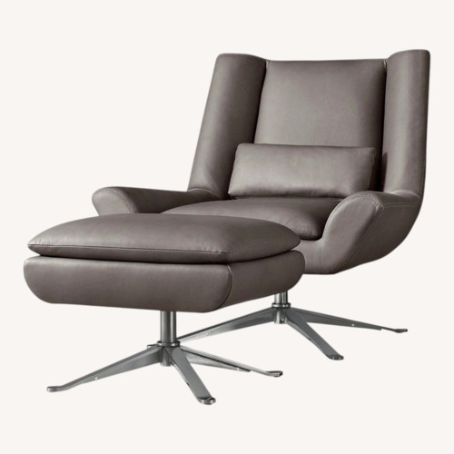Used Restoration Hardware Luke Leather Swivel Chair With Ottoman for sale on AptDeco