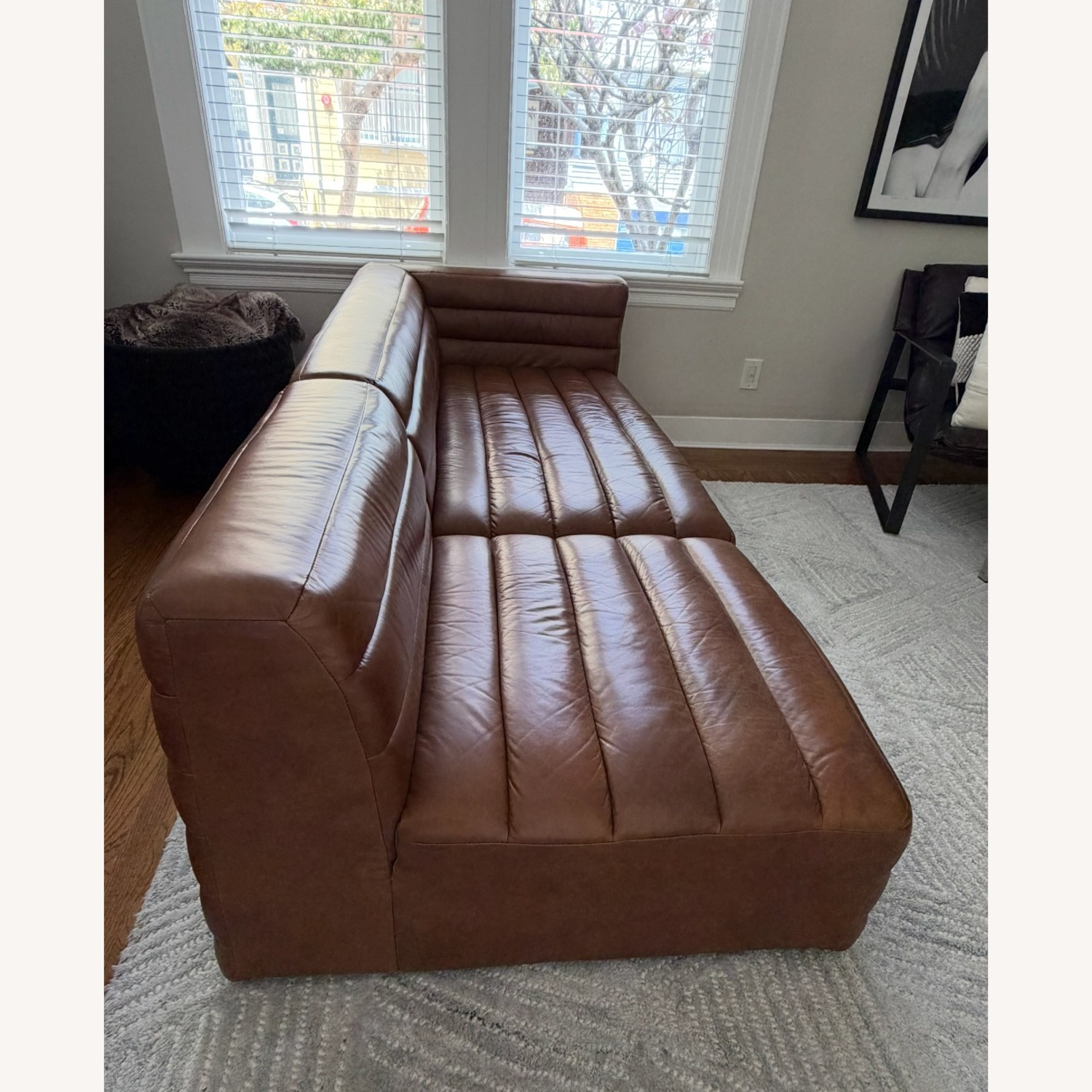 CB2 Strato Brown Leather 2 Piece Sectional - image-3