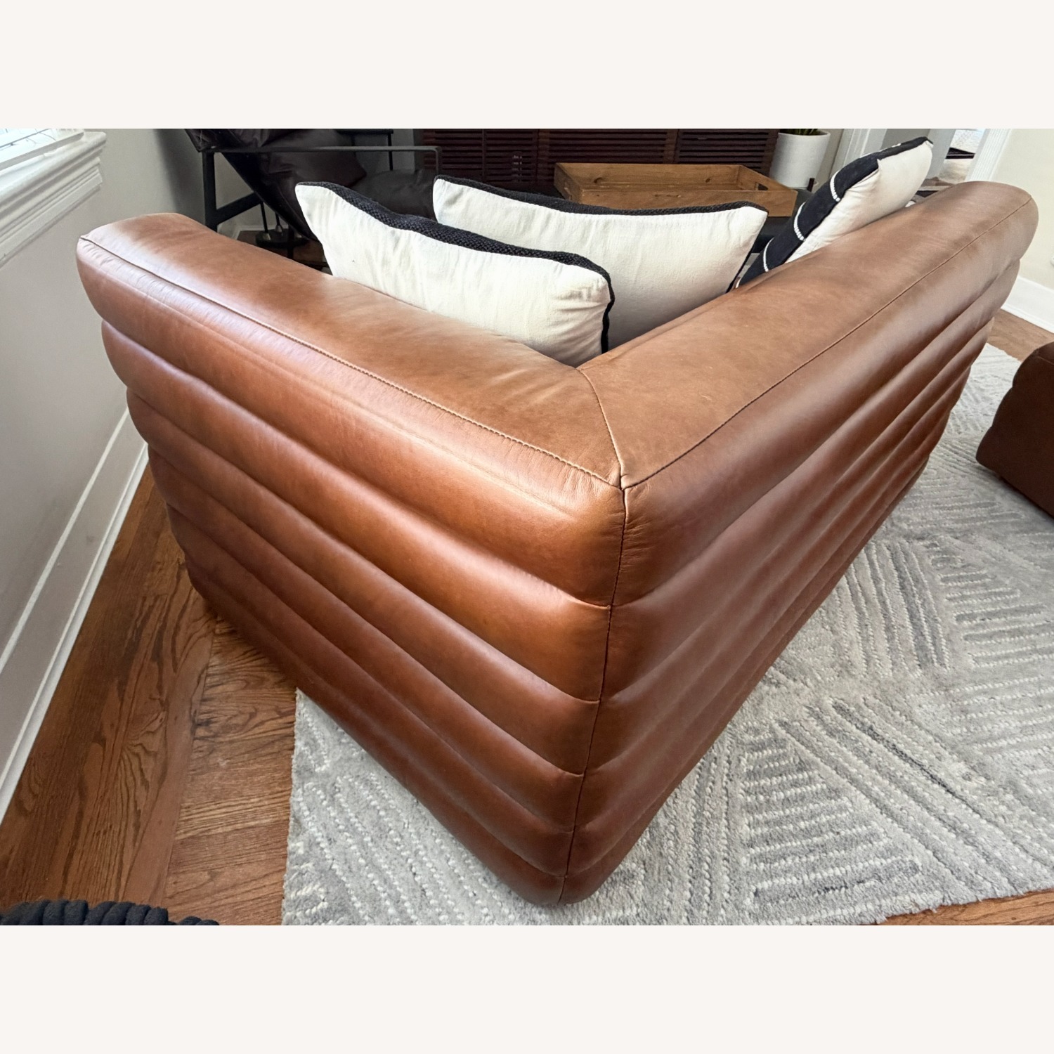 CB2 Strato Brown Leather 2 Piece Sectional - image-5