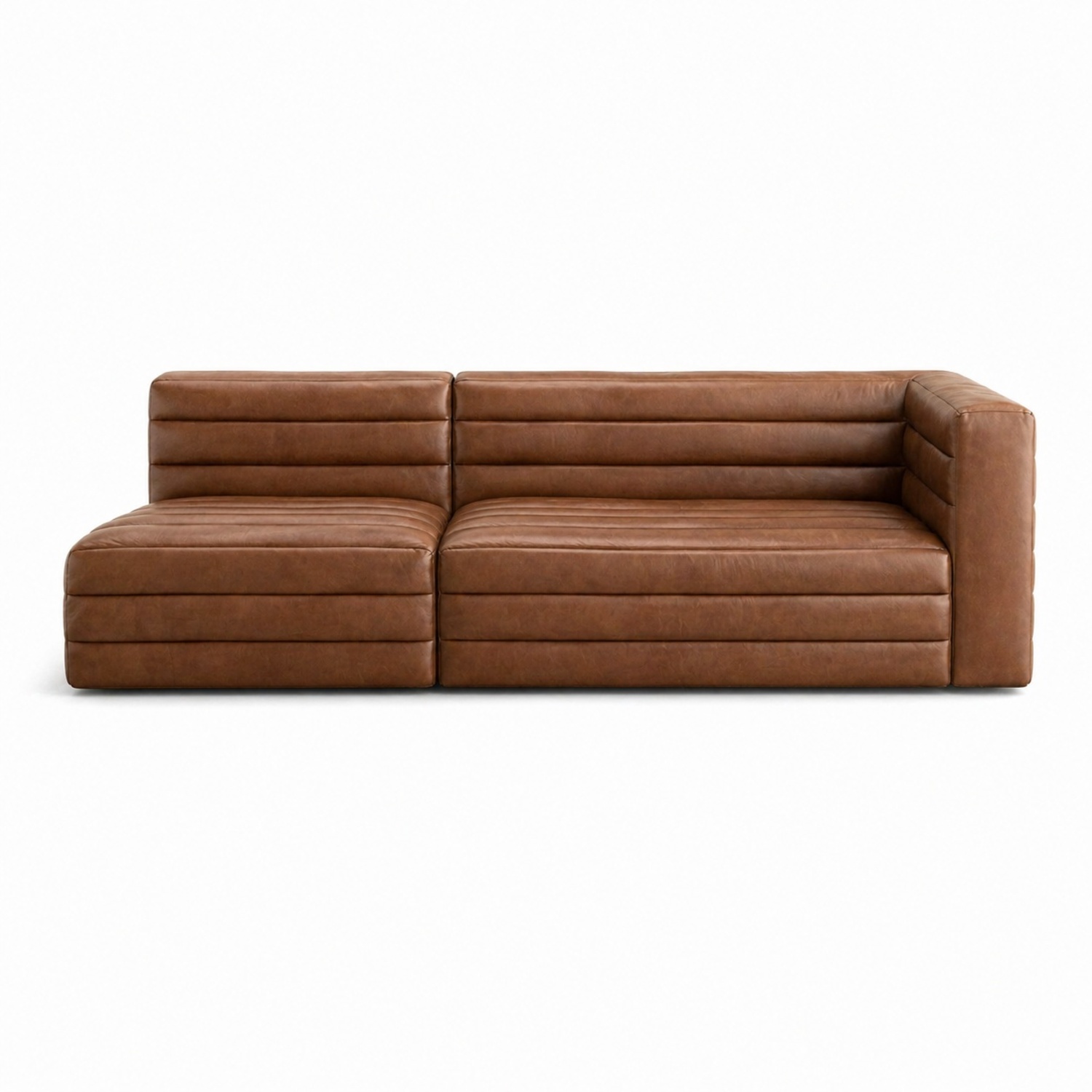 CB2 Strato Brown Leather 2 Piece Sectional - image-9