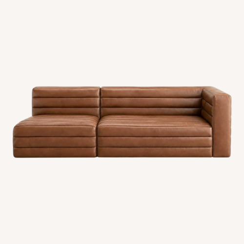 Used CB2 Strato Brown Leather 2 Piece Sectional for sale on AptDeco