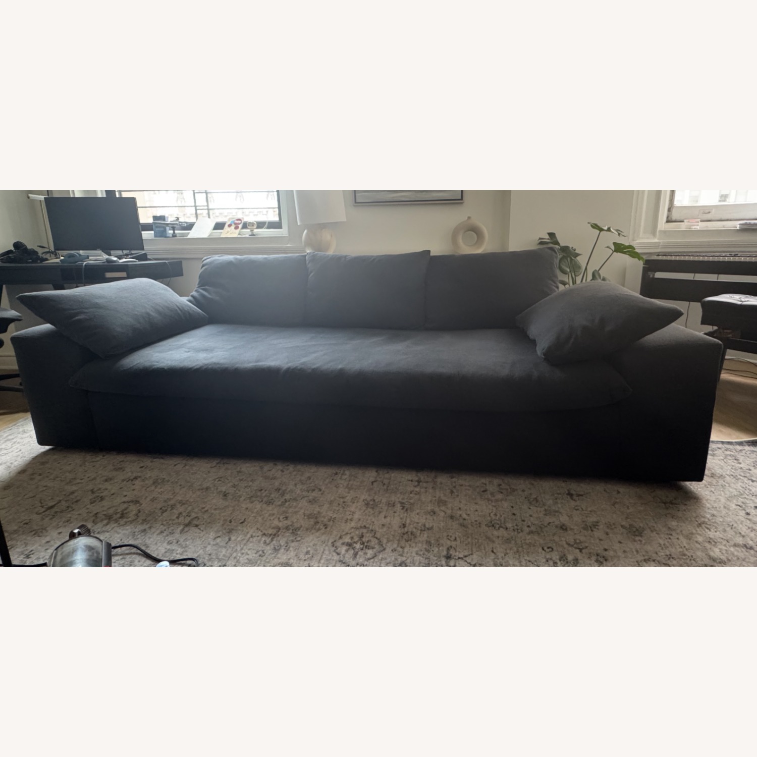 CB2 100" Algora Charcoal Grey Performance Sofa - image-2