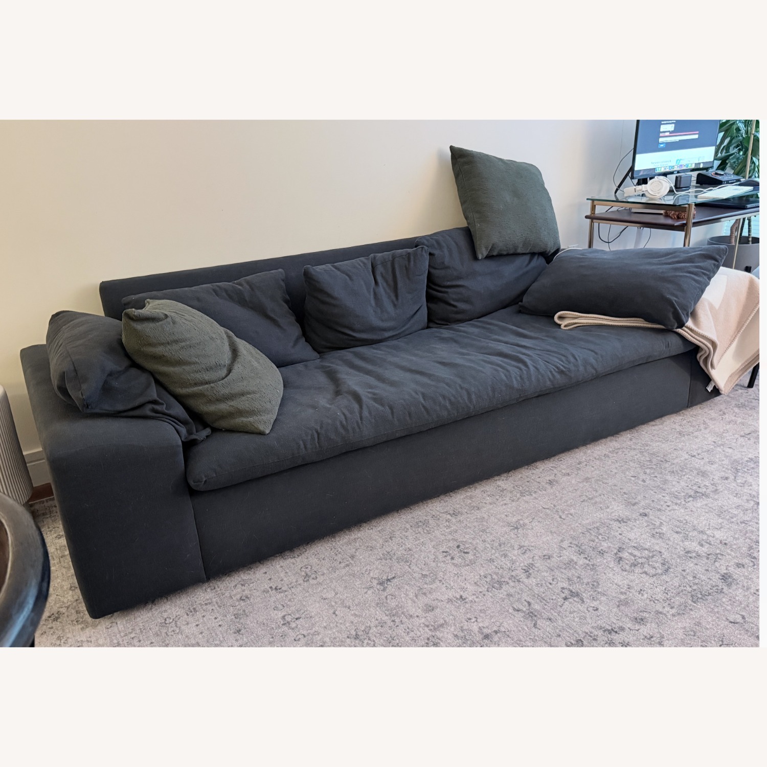 CB2 100" Algora Charcoal Grey Performance Sofa - image-1