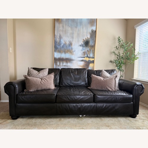 Used Restoration Hardware 96" Lancaster Leather Sleeper Sofa for sale on AptDeco