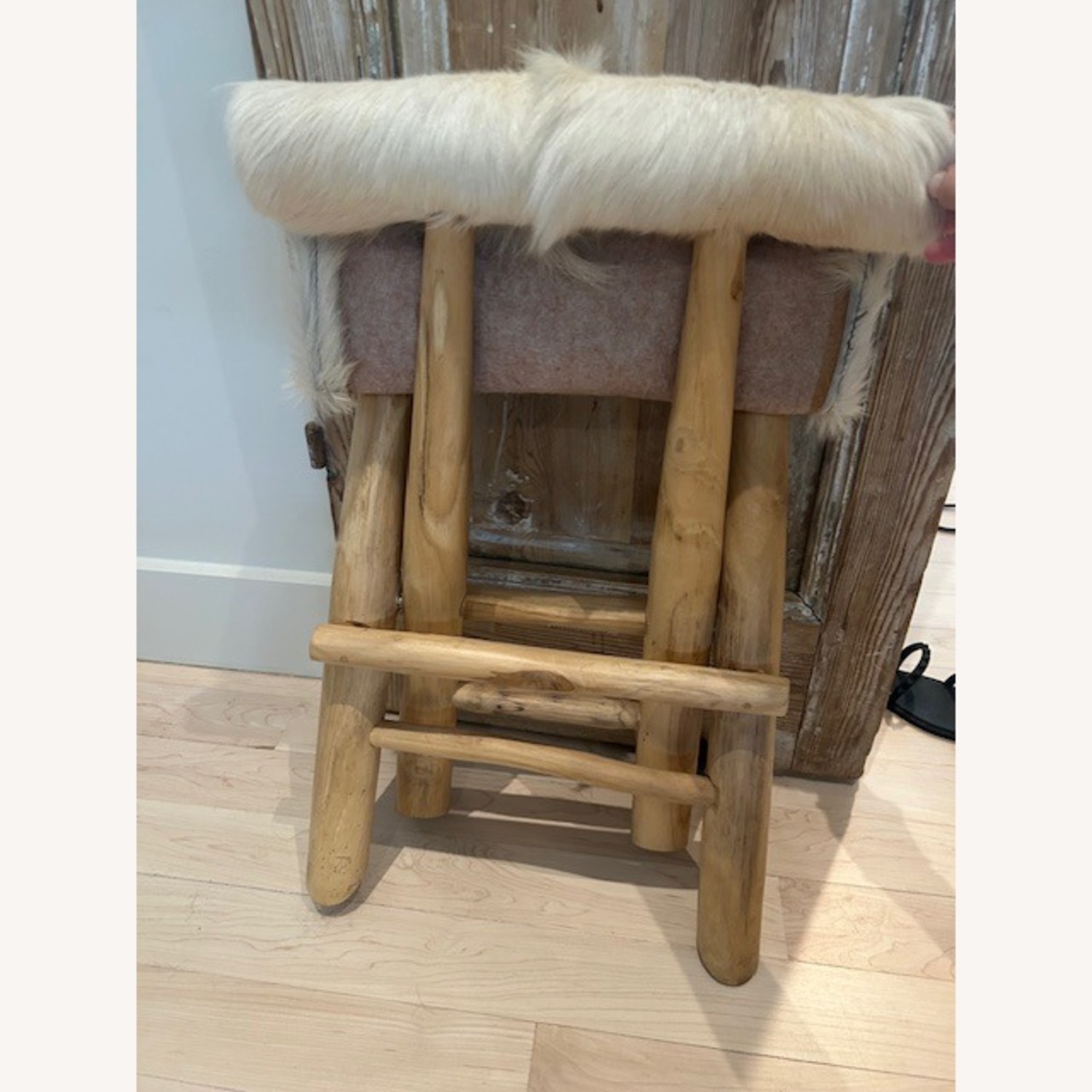 Natural Fur and Hide Bench - image-5