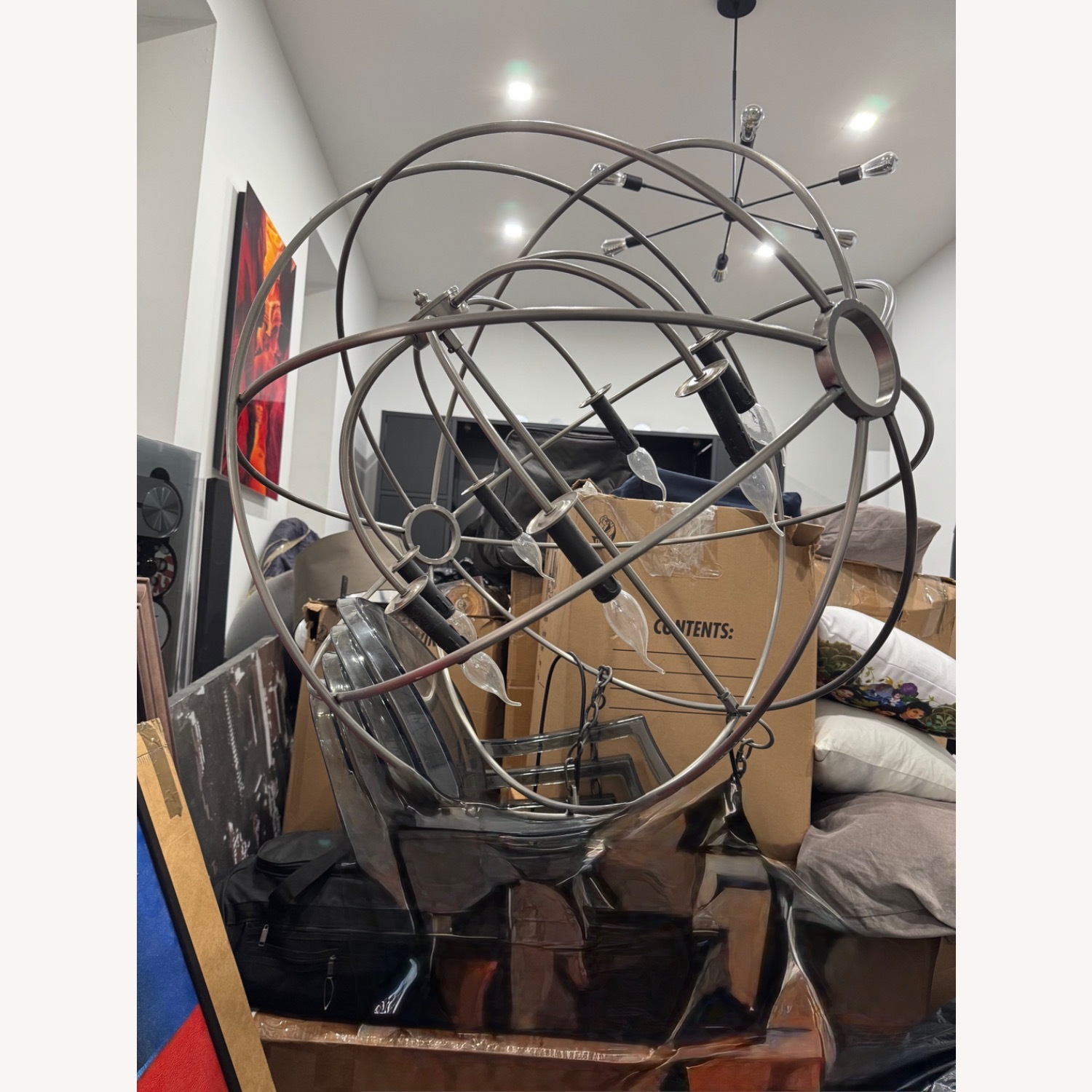 Restoration Hardware Orb Light Gray Ceiling Lamp - image-3