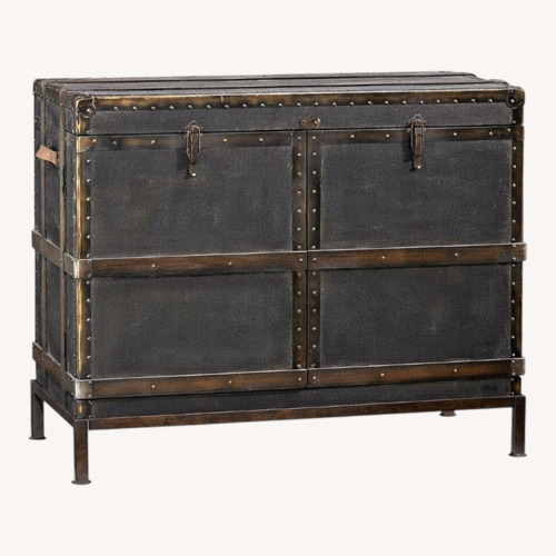Used Pottery Barn Ludlow Trunk Bar Cabinet  for sale on AptDeco