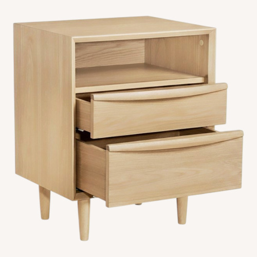 Used Article Lenia Light Brown Wood Bedroom Side Table for sale on AptDeco