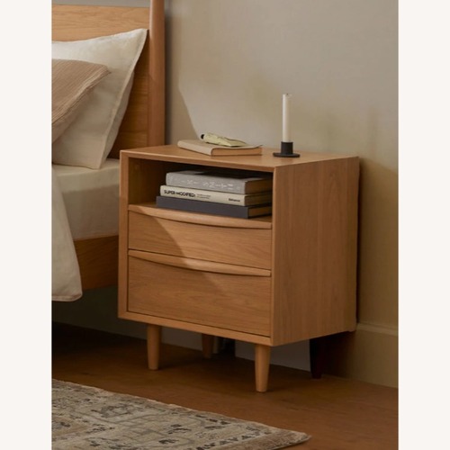 Used Article Lenia Light Brown Wood Bedroom Side Table for sale on AptDeco
