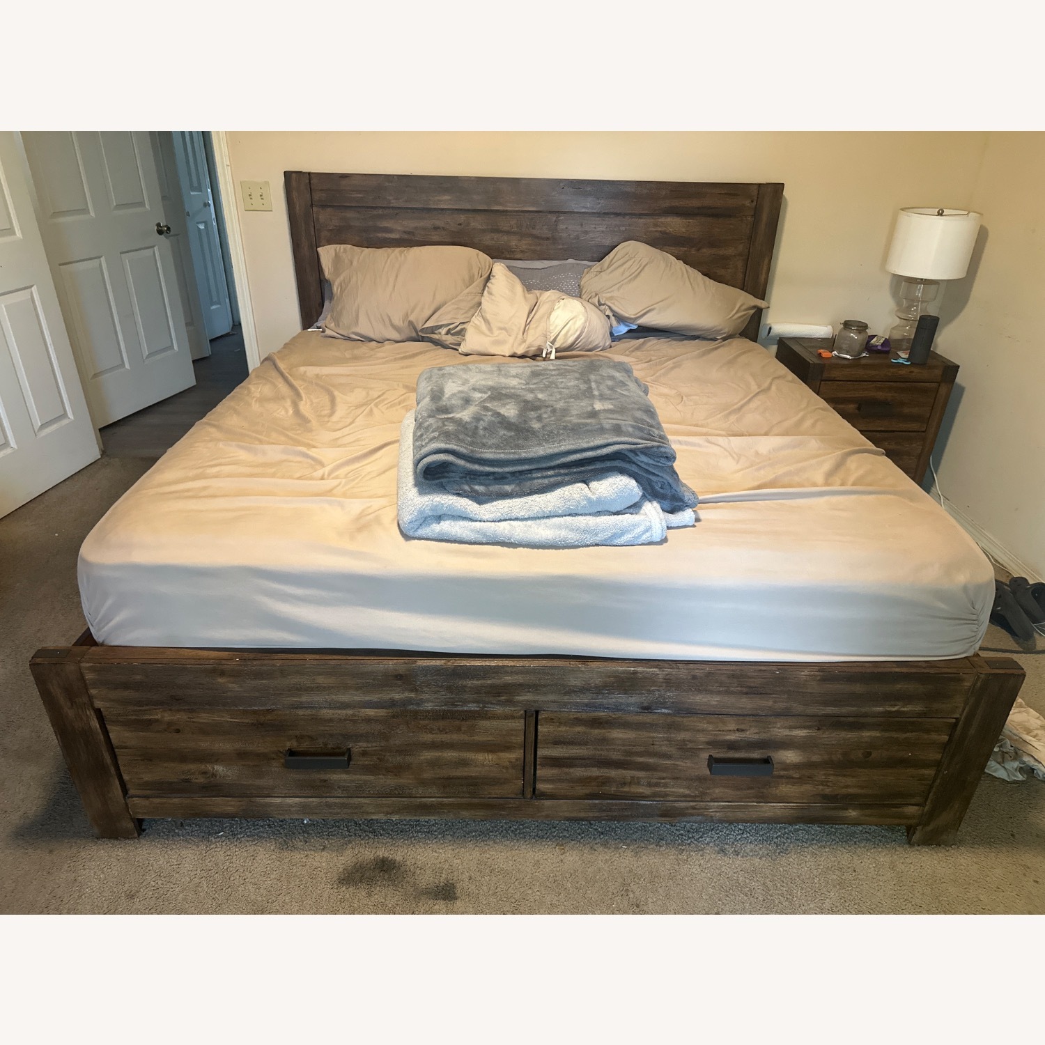 Dark Brown King Size Bed Frame - image-1