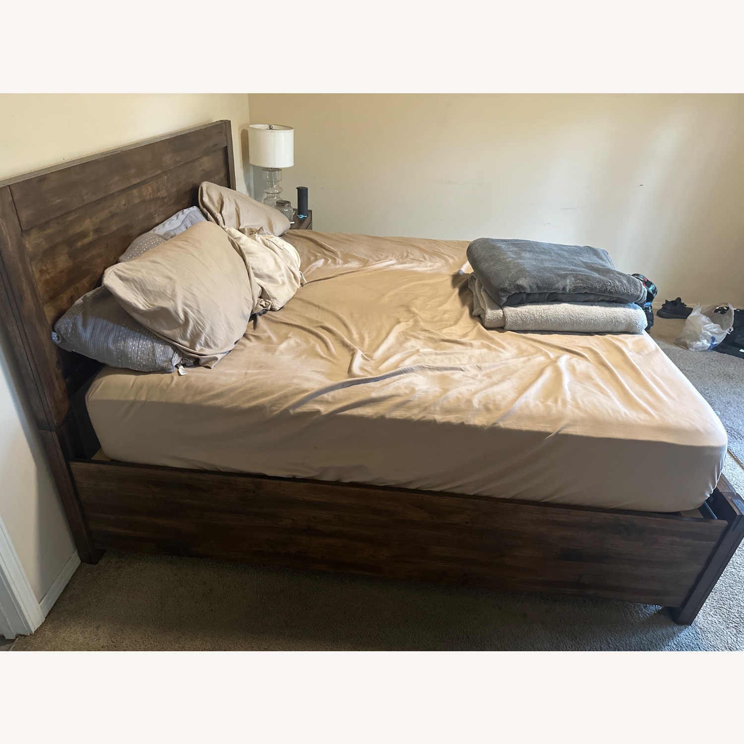 Dark Brown King Size Bed Frame - image-2
