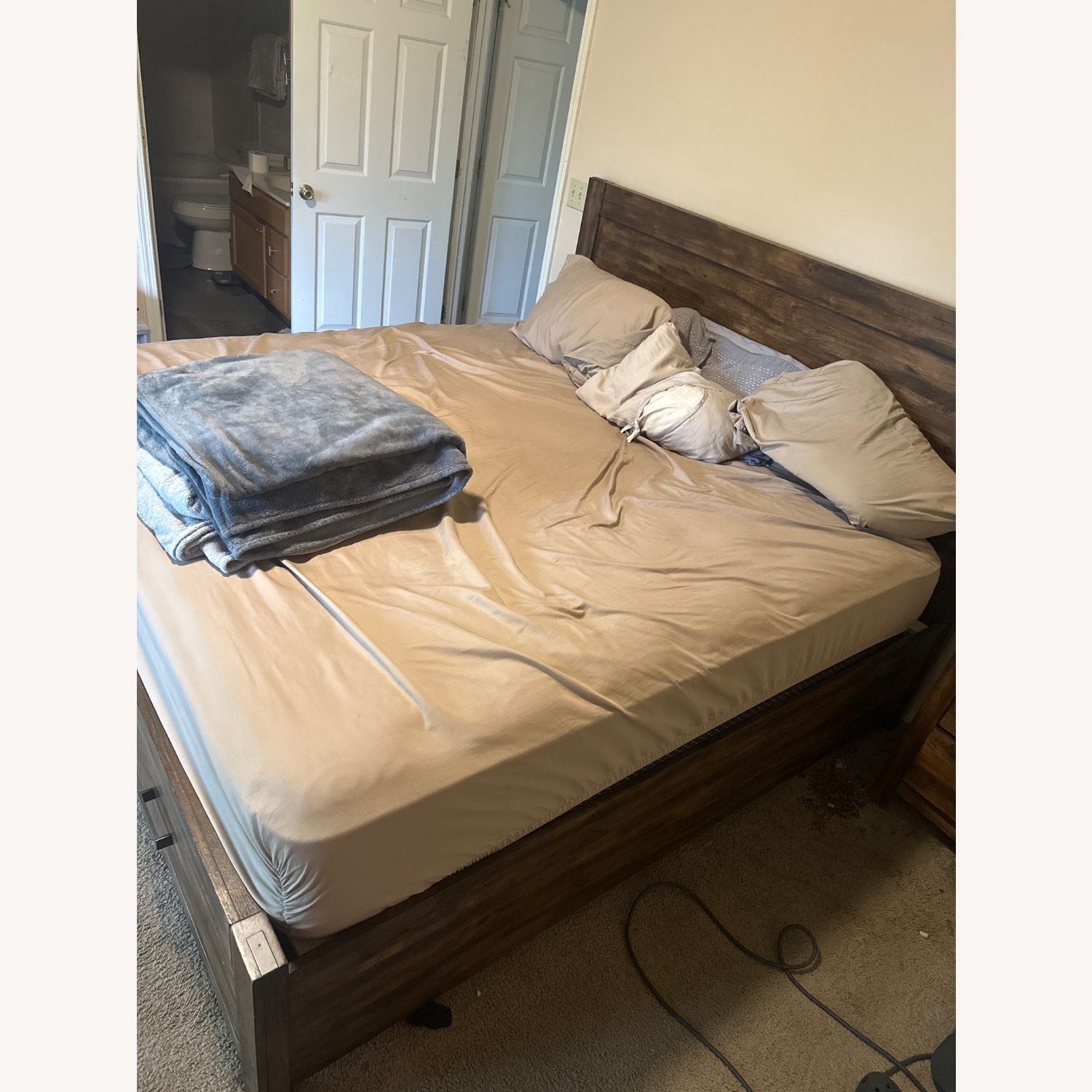 Dark Brown King Size Bed Frame - image-3