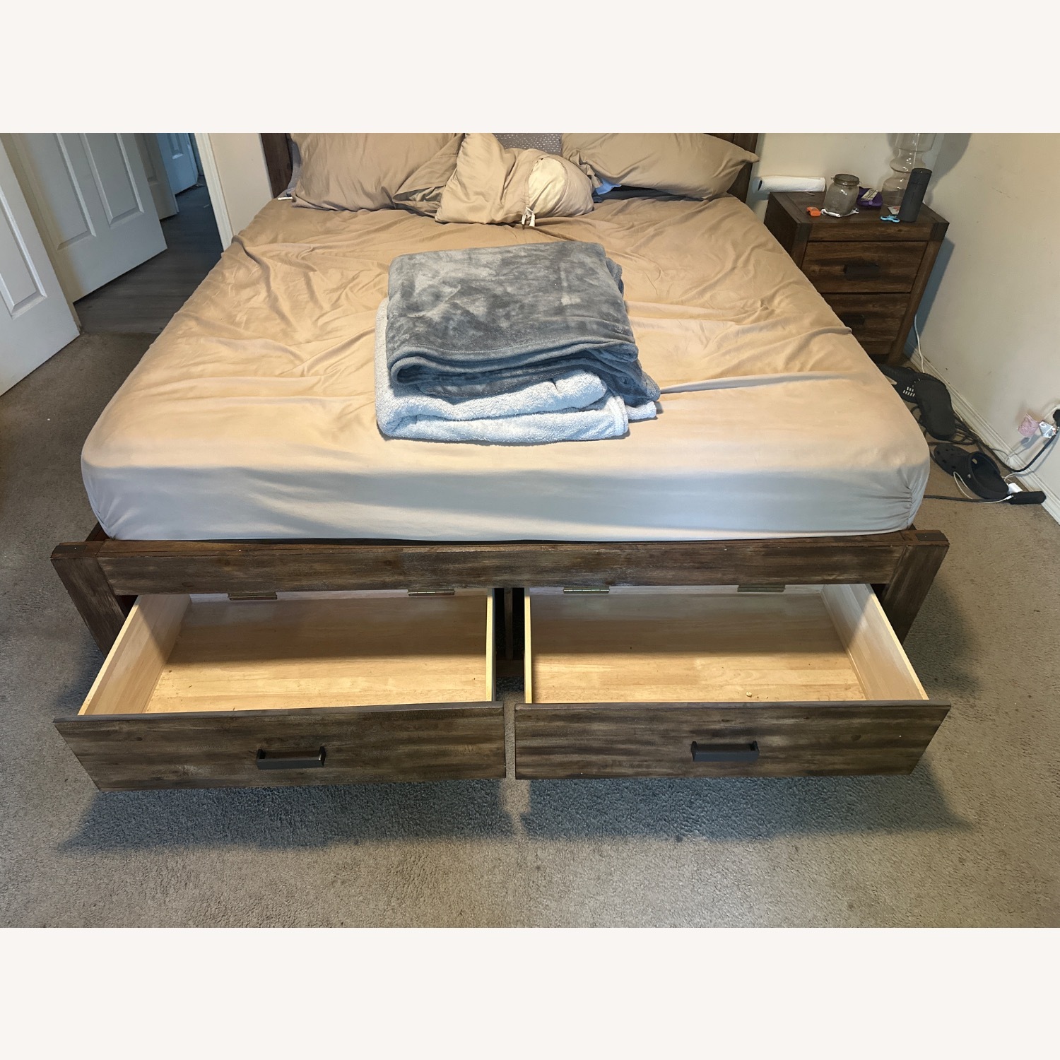 Dark Brown King Size Bed Frame - image-4