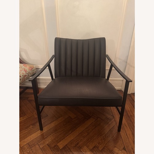 Used CB2 Blair Black Leather Accent Chairs for sale on AptDeco
