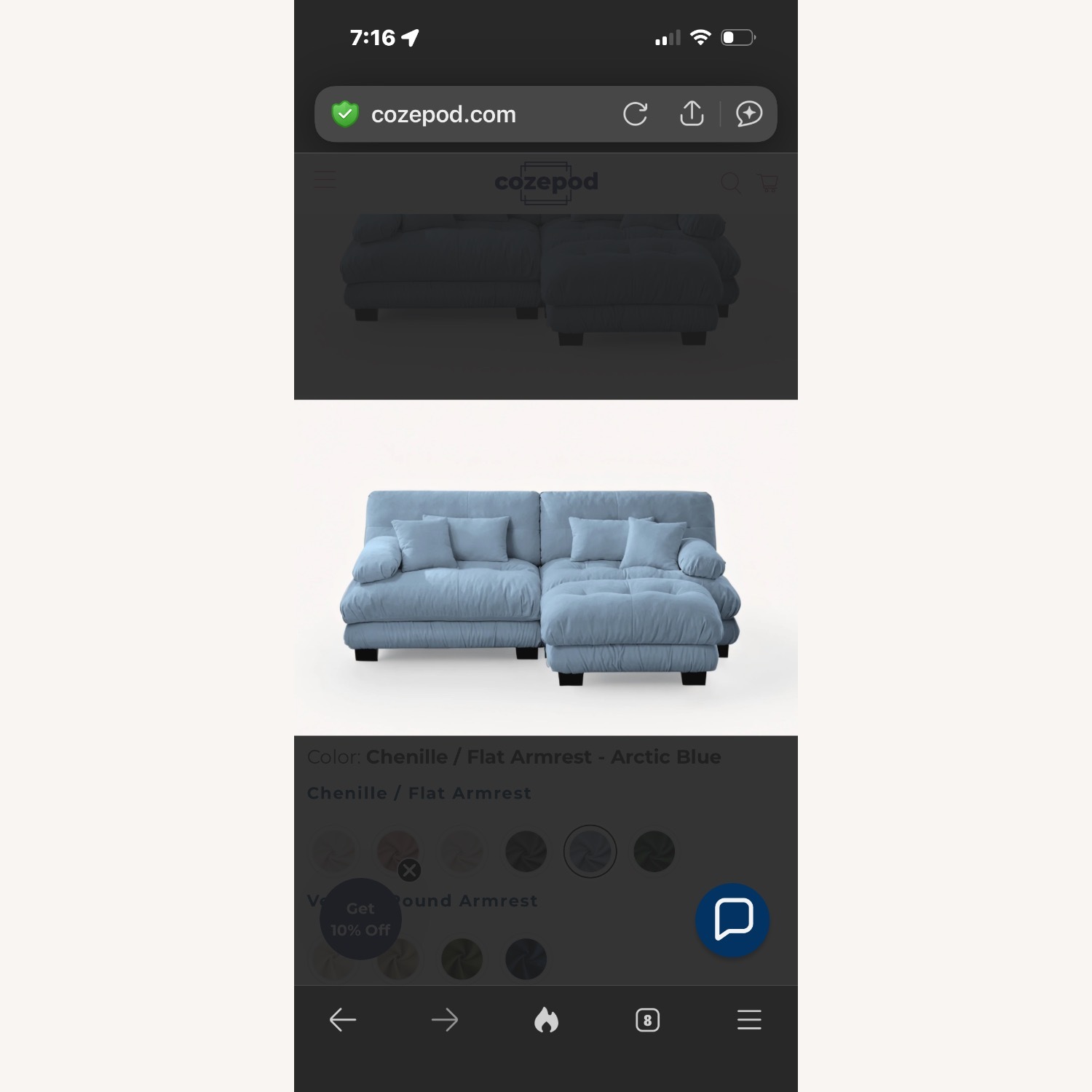 Blue Fabric Loveseat - image-1