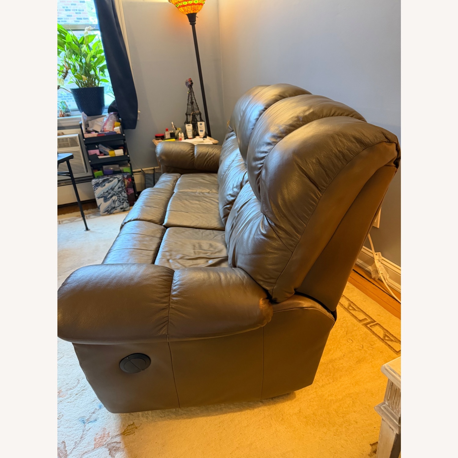 Dark Brown Leather 3+ Seater Sofa - image-3