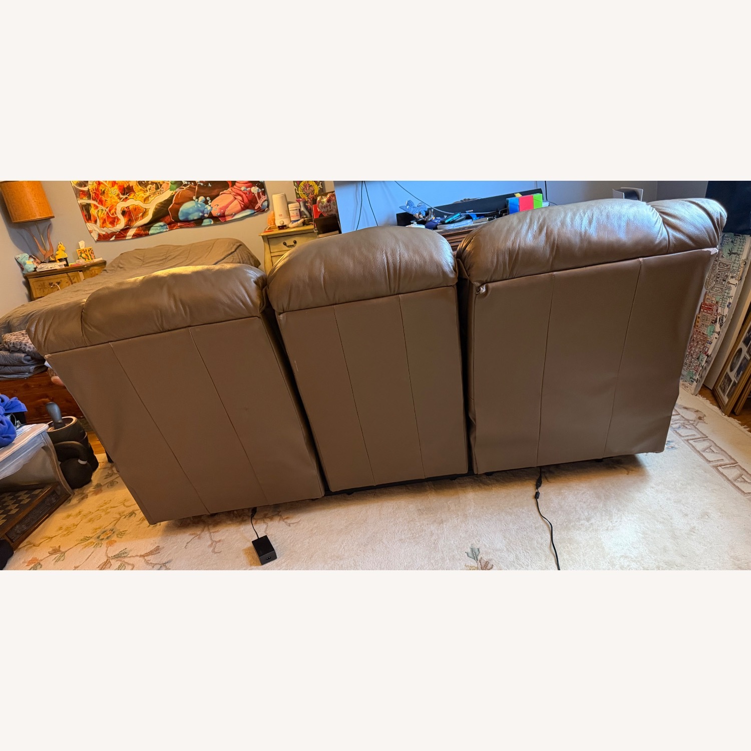 Dark Brown Leather 3+ Seater Sofa - image-2