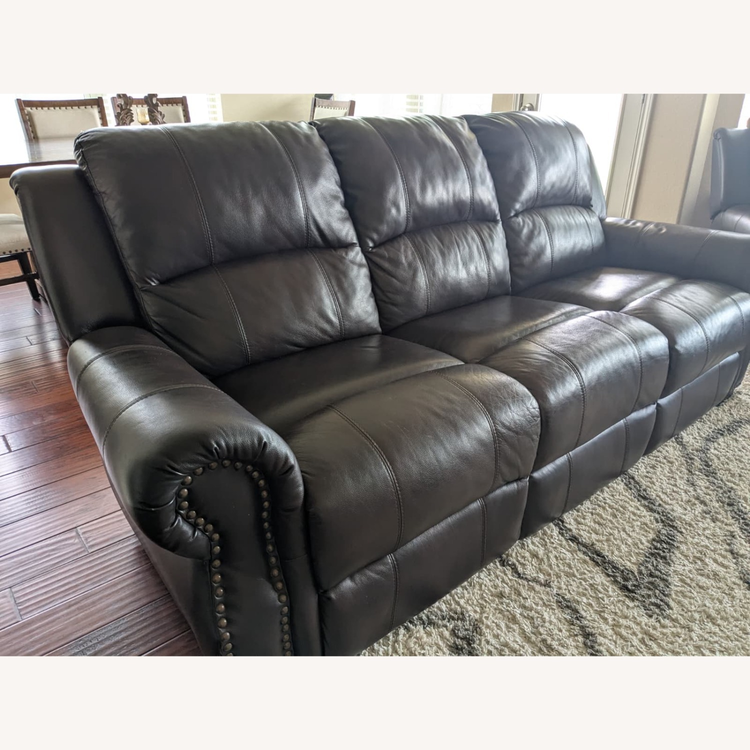 Dark Brown Leather 3+ Seater Sofa - image-3