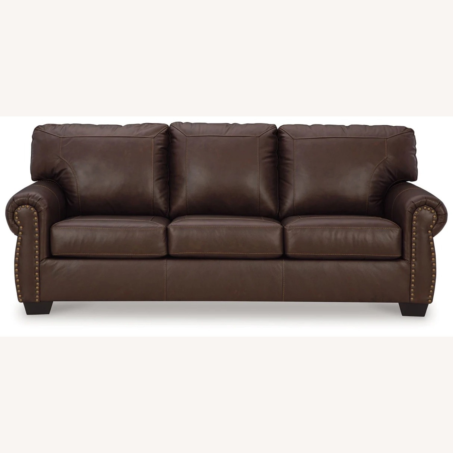 Dark Brown Leather 3+ Seater Sofa - image-1