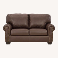Dark Brown Leather Loveseat