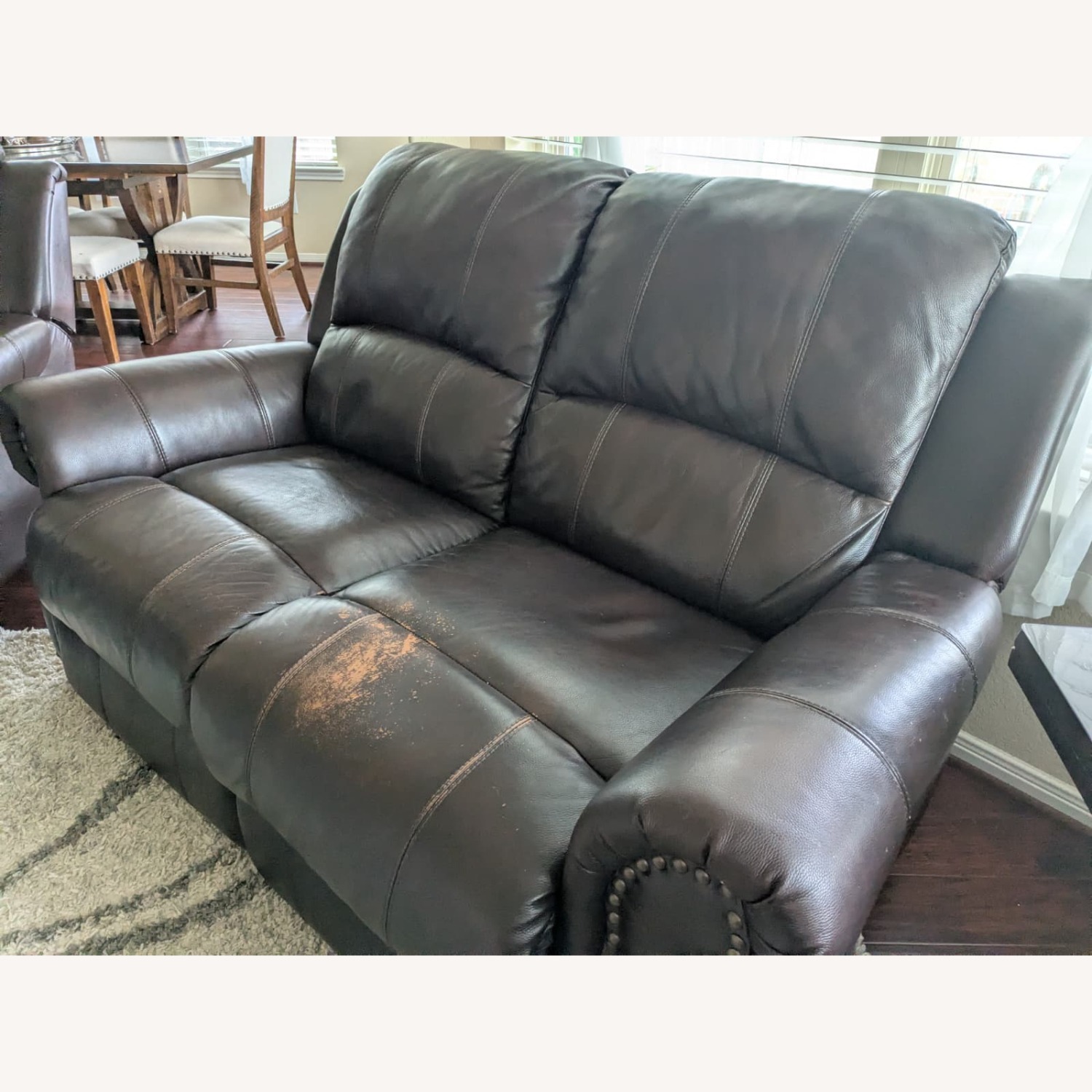 Dark Brown Leather Loveseat - image-3