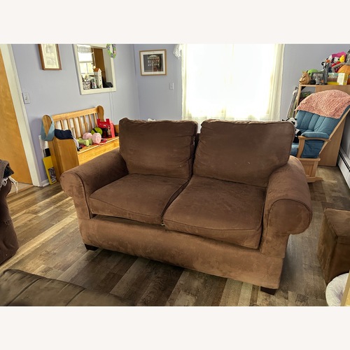 Used H.M. Richards Dark Brown Fabric Loveseat for sale on AptDeco