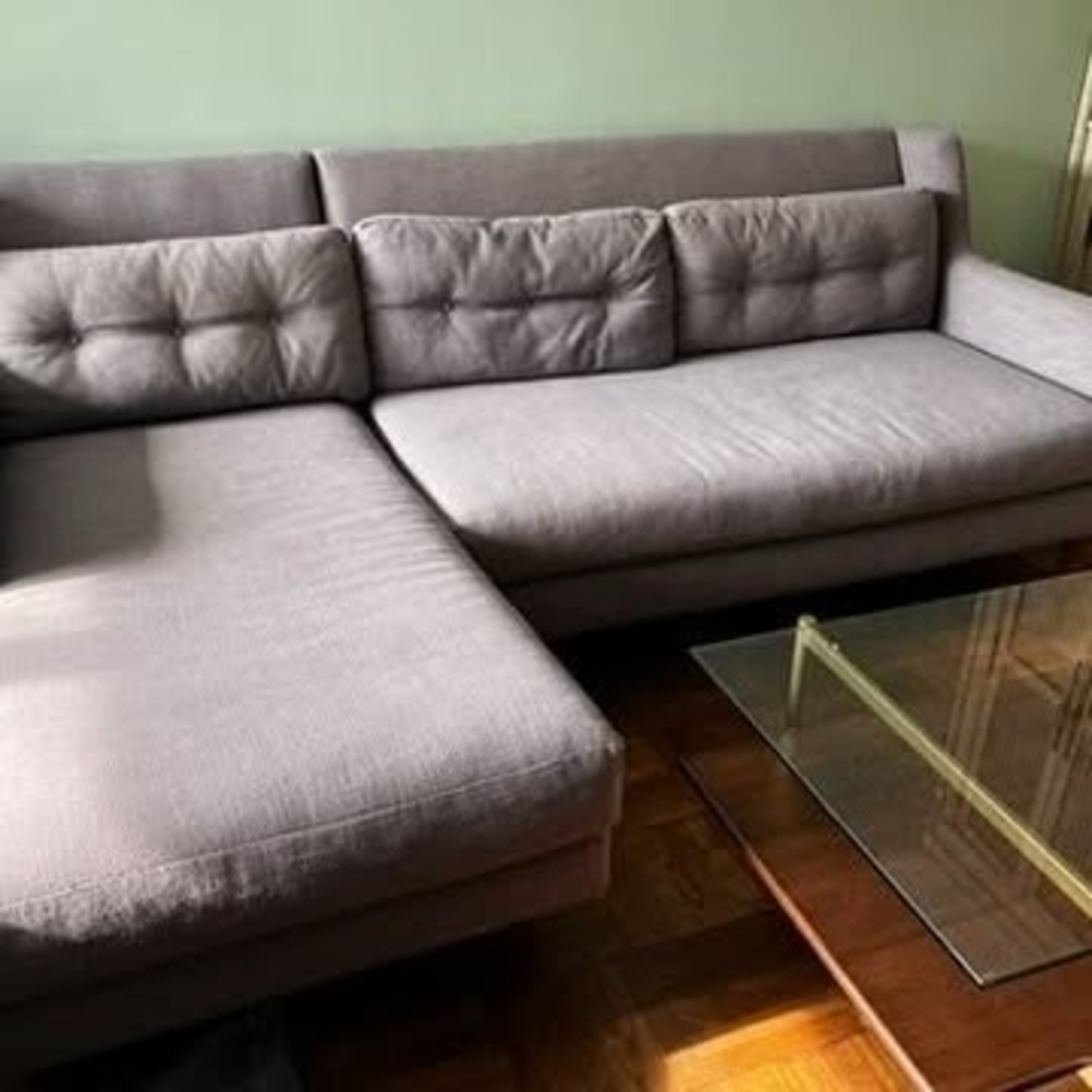 West Elm Dark Gray Fabric 2 Piece Sectional - image-3