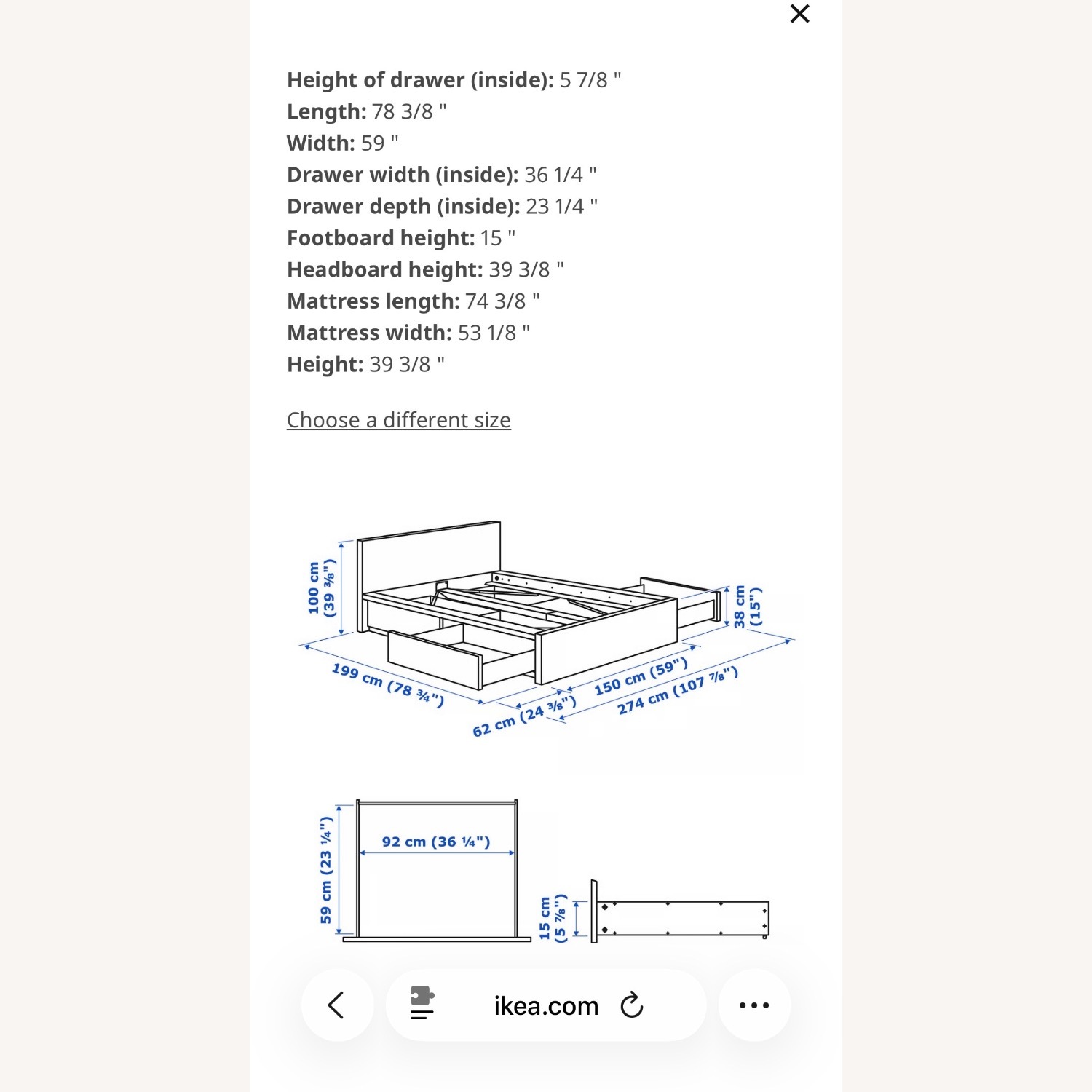 IKEA MALM White Wood Full Bed - image-5