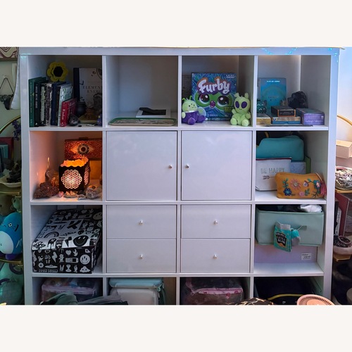 Used IKEA KALLAX Shelf Unit, High Gloss White for sale on AptDeco